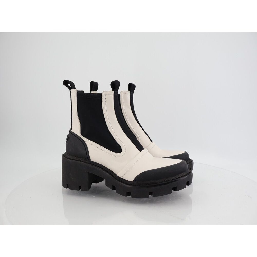 Tory Burch Women's Chelsea Lug Sole Ankle Boots Size 7.5 Black White Slip On